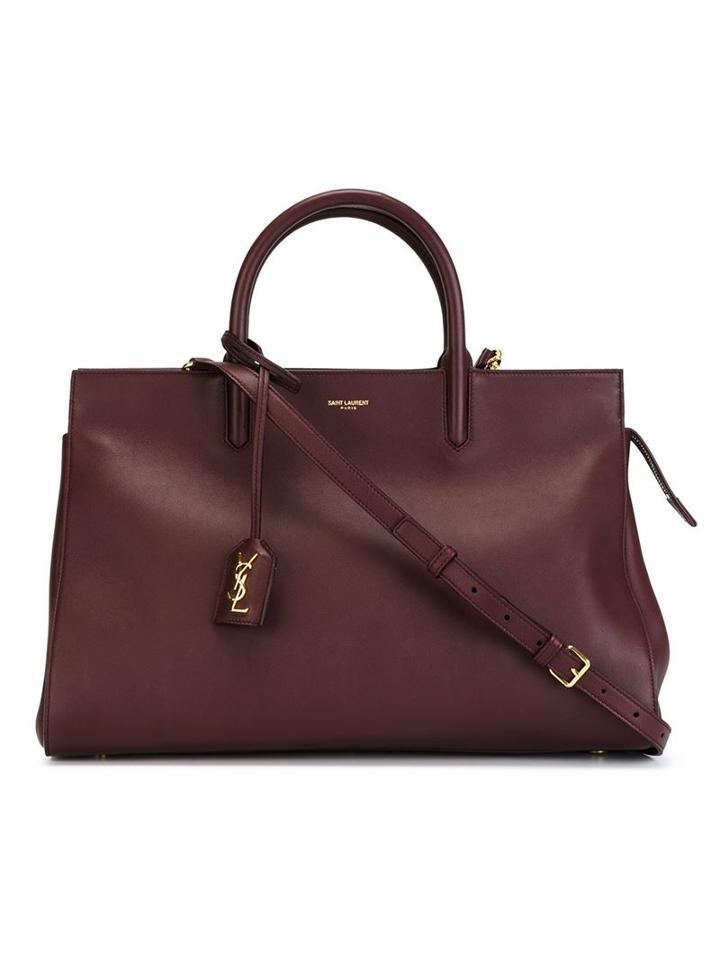 Saint Laurent Medium Rive Gauche Tote, Women's, Red, Calf Leather