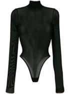 Danielle Guizio Sheer Turtleneck Bodysuit - Black