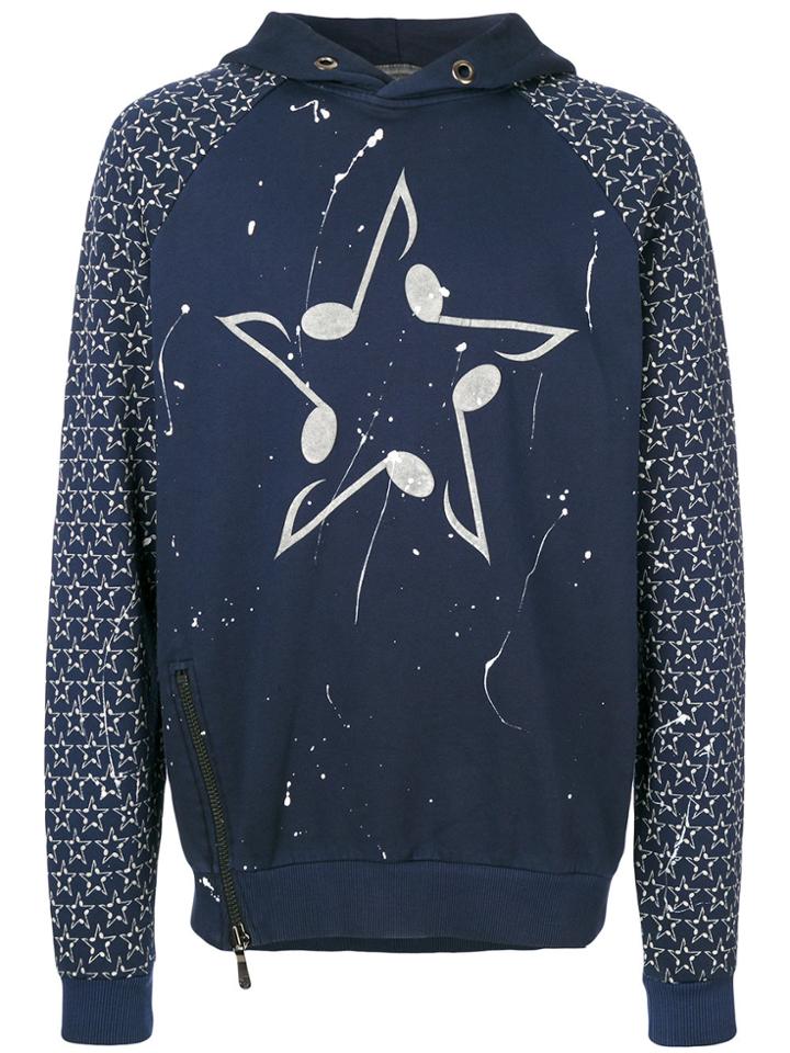 Super Légère Paint Splatter Star Print Hoodie - Blue