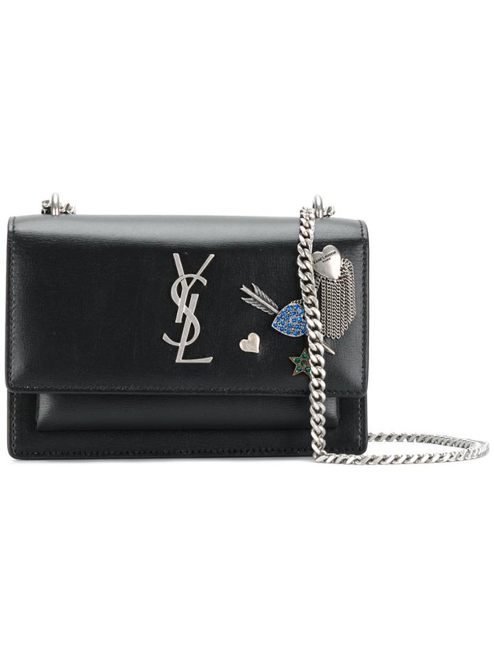 Saint Laurent Embellished Sunset Chain Wallet - Black