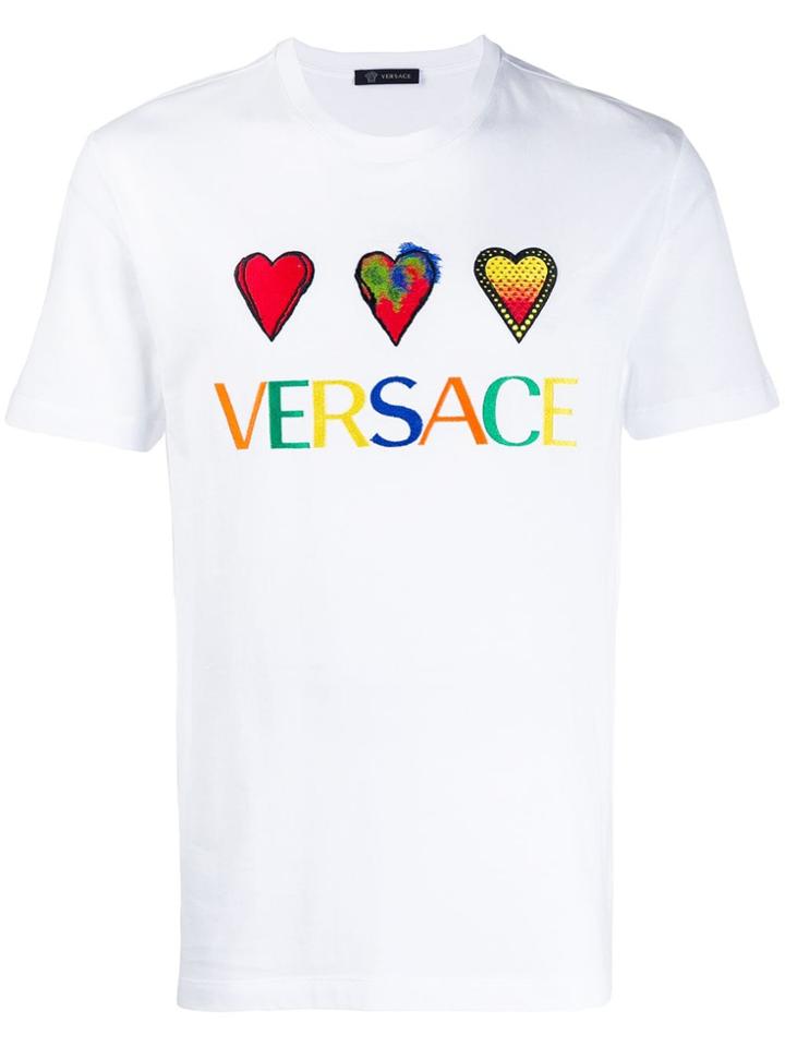Versace Embroidered Hearts T-shirt - White