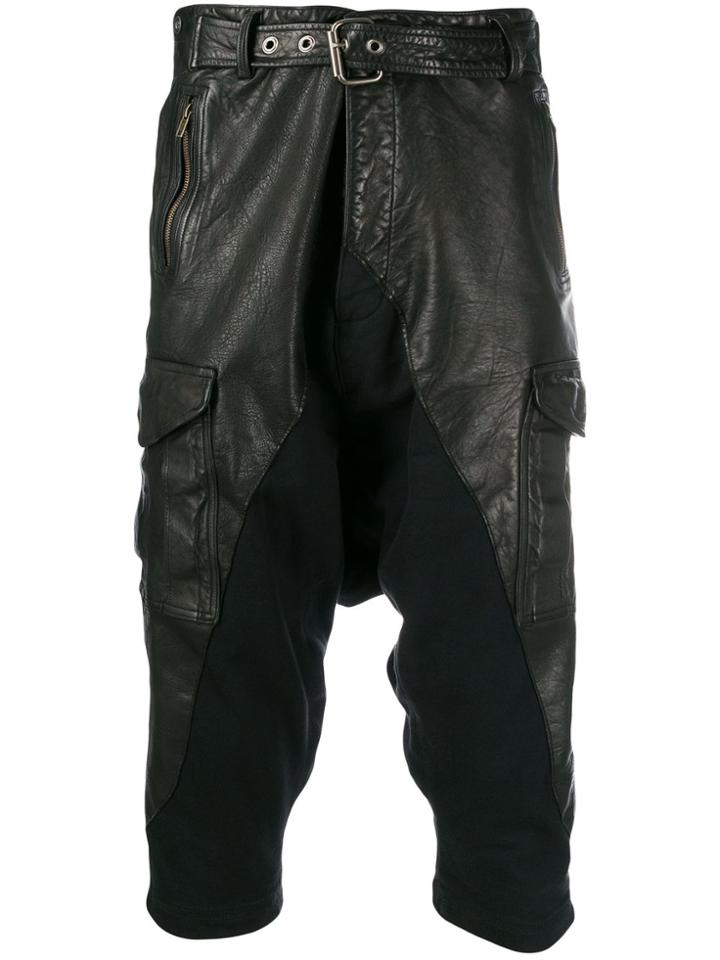 Greg Lauren Cropped Biker Trousers - Black