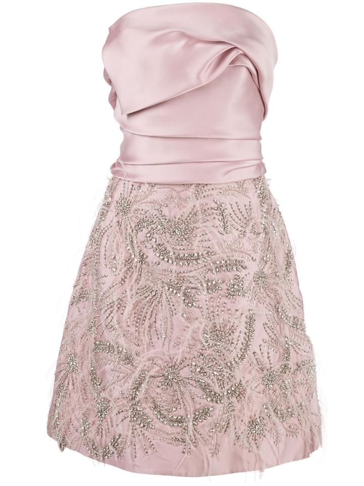 Marchesa Strapless Draped Dress - Pink