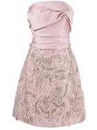 Marchesa Strapless Draped Dress - Pink