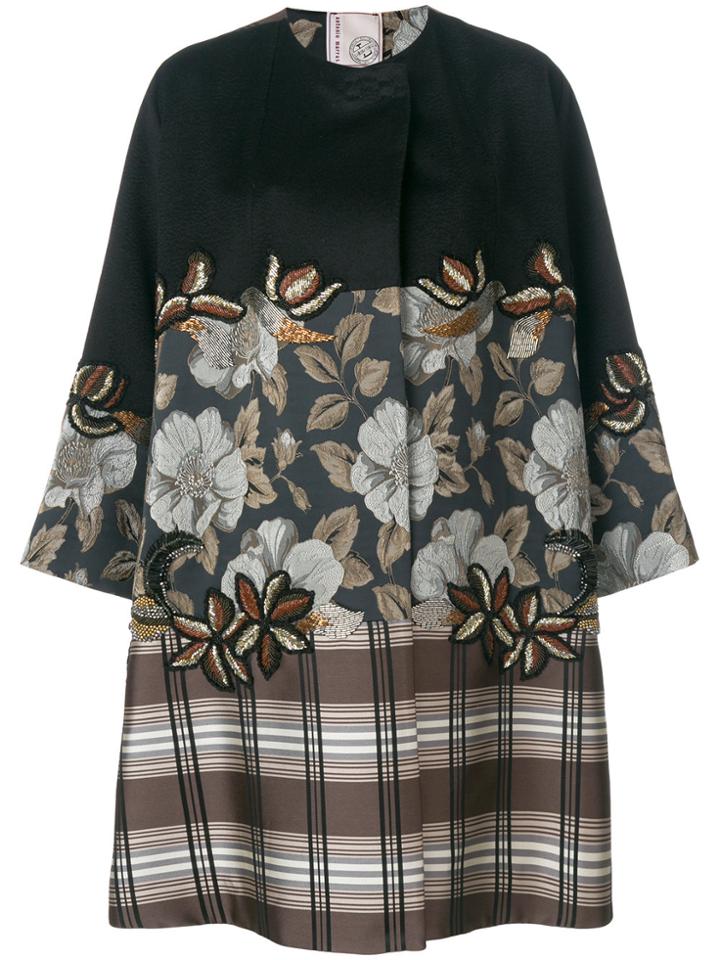 Antonio Marras Floral And Plaid Print Oversized Coat - Multicolour