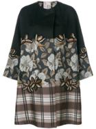 Antonio Marras Floral And Plaid Print Oversized Coat - Multicolour