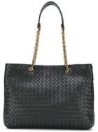 Bottega Veneta Intrecciato Chain Strap Tote - Black