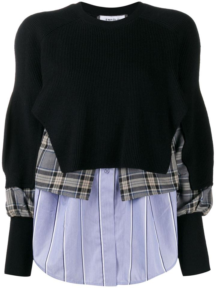 Enföld Layered Shirt Jumper - Blue