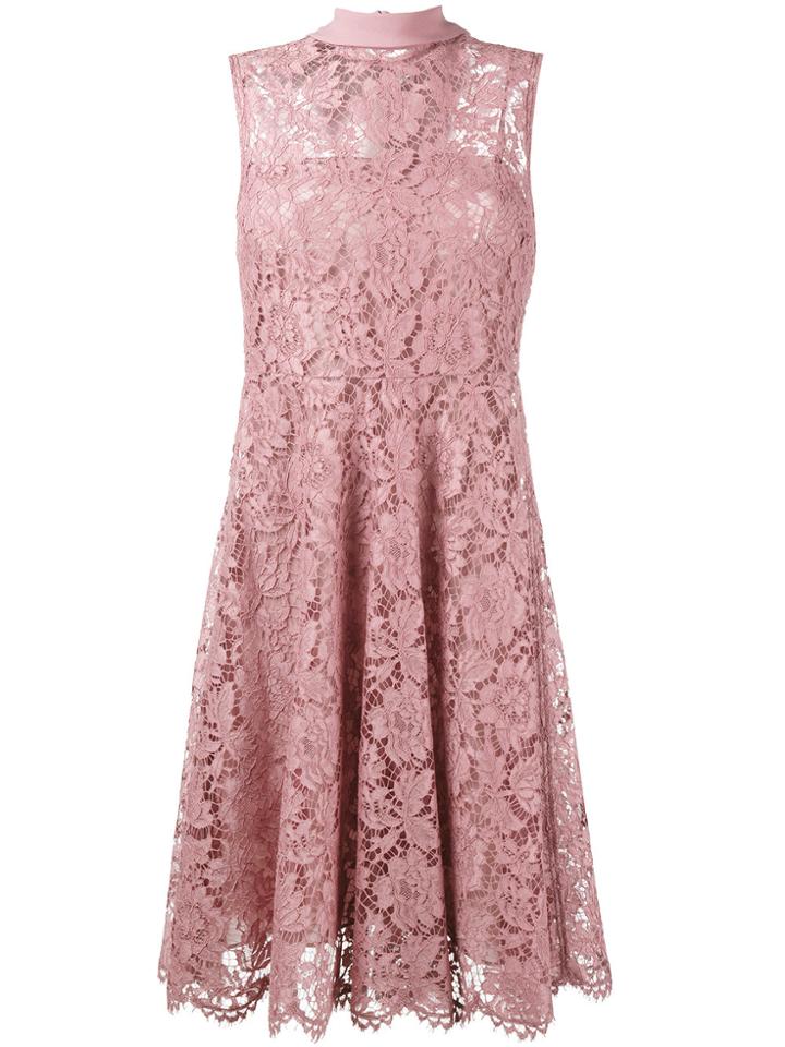 Valentino Lace Embroidered Flared Dress - Pink & Purple