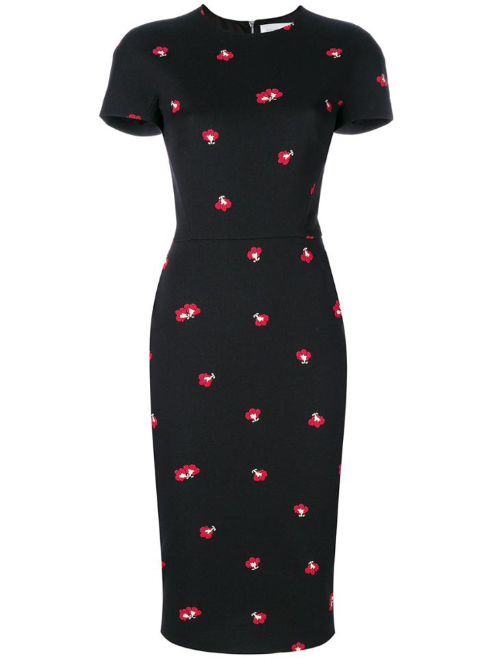 Victoria Beckham Floral Embellished Dress - Black