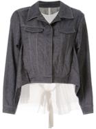 Shanshan Ruan Organza-panelled Denim Jacket - Blue