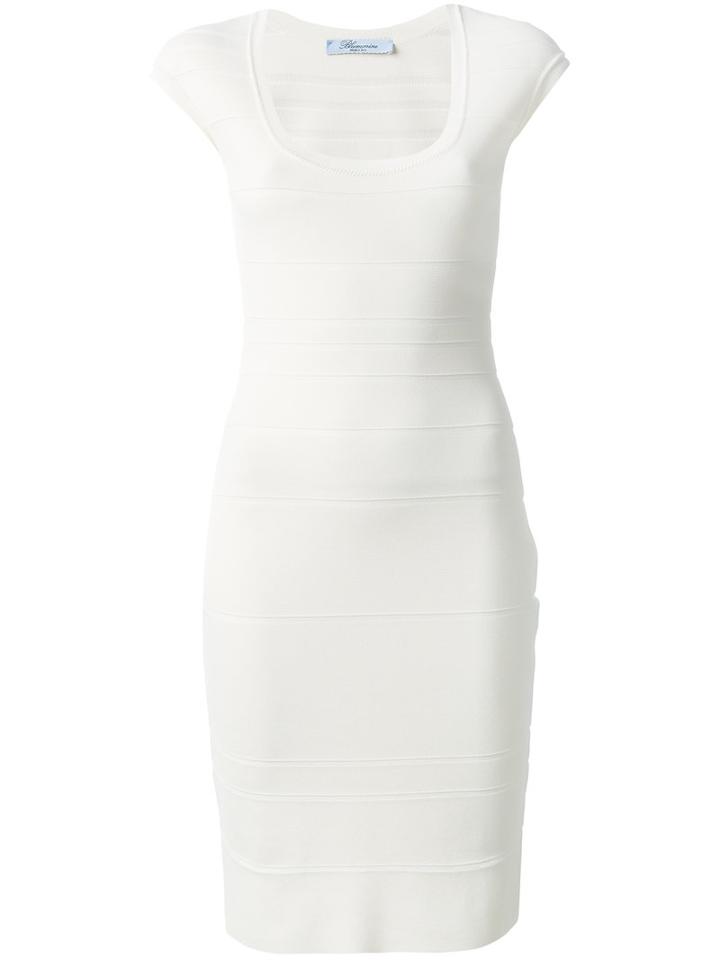 Blumarine Fitted Cap Sleeve Dress, Women's, Size: 42, White, Viscose/polyamide