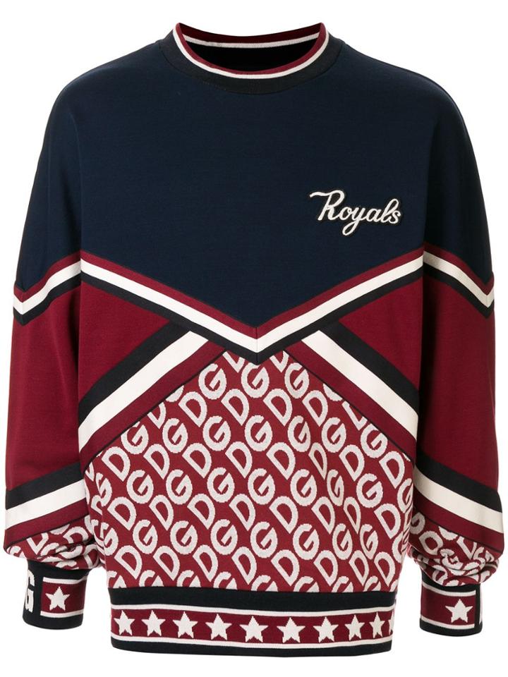 Dolce & Gabbana Panelled 'royals' Patch Sweatshirt - Blue