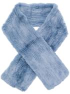Yves Salomon Rabbit Fur Furry Scarf - Blue