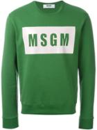 Msgm Logo Print Sweatshirt, Men's, Size: Xl, Green, Cotton