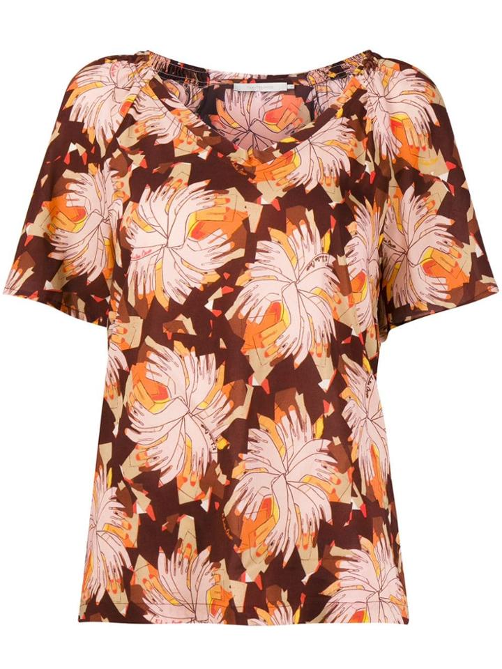 L'autre Chose Abstract Floral-print Top - Brown