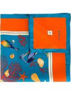 Kiton Birds Print Pocket Square