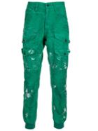 Prps Distressed Cargo Trousers, Men's, Size: 29, Green, Cotton