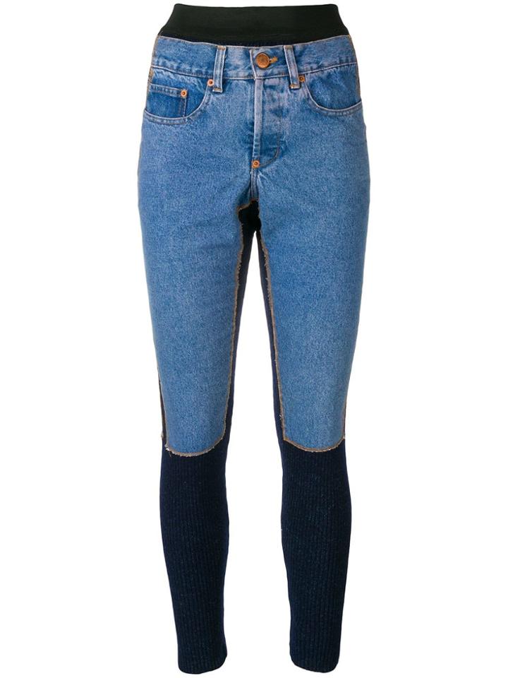 Jean Paul Gaultier Vintage Knitted Denim Combo Trousers - Blue