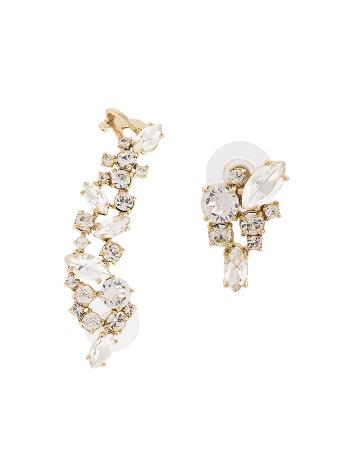 Marchesa Notte Crystal Studded Cuff Earrings - Yellow & Orange