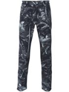 Versus Palm Tree Print Jeans, Men's, Size: 28, Black, Cotton/spandex/elastane/polyester