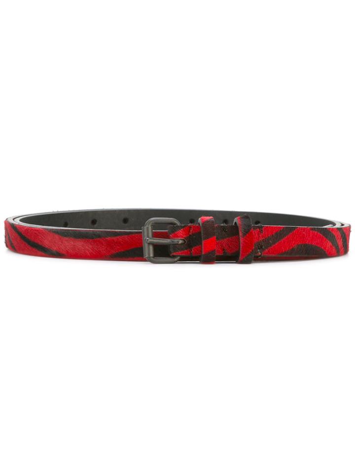 Haider Ackermann Striped Belt, Women's, Size: Medium, Red, Leather/pony Fur