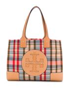 Tory Burch Plaid Logo Tote - Red