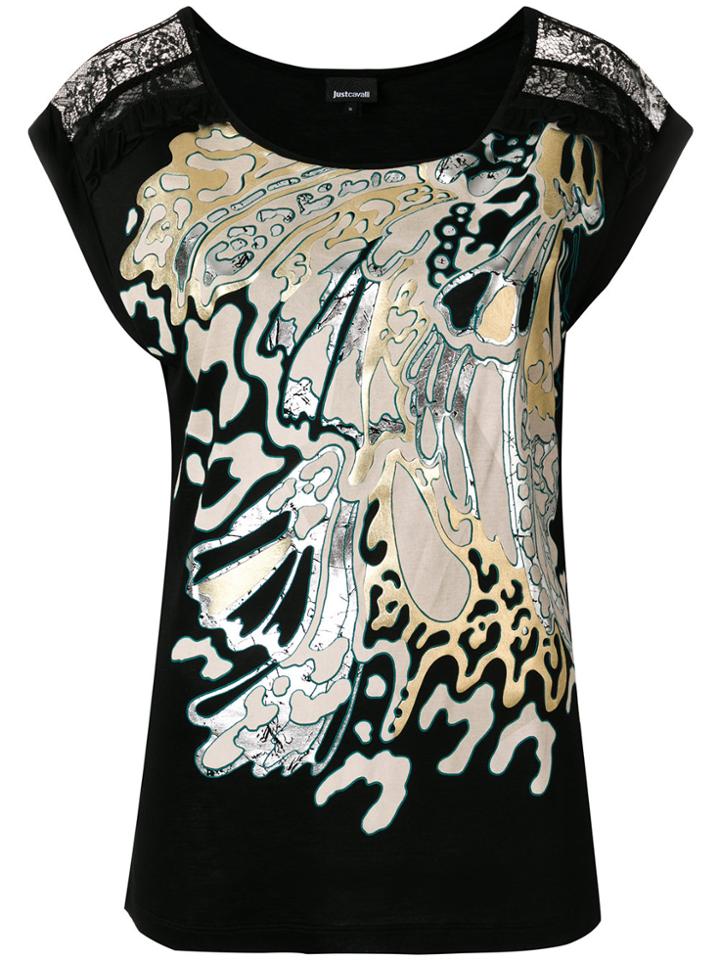 Just Cavalli Wave Design T-shirt - Black