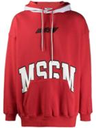 Msgm Logo Printed Hoodie - Red
