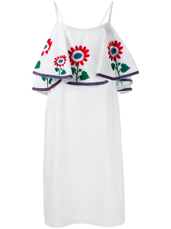 Daft - Floral Embroidered Dress - Women - Cotton - M, White, Cotton
