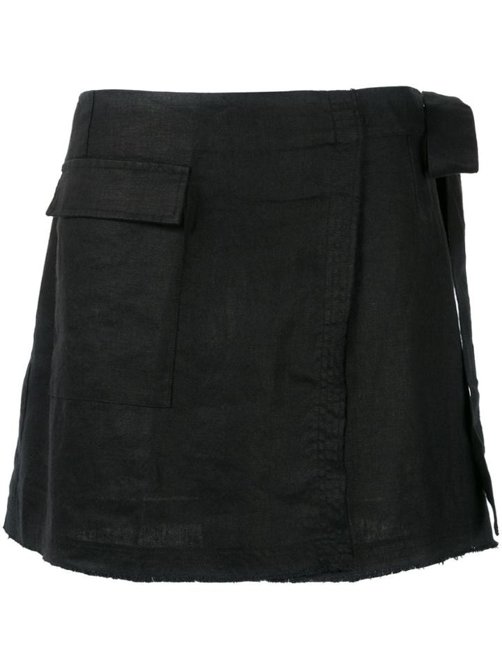 Venroy Venroy Wminiwrapskirtblk Black Linen/flax