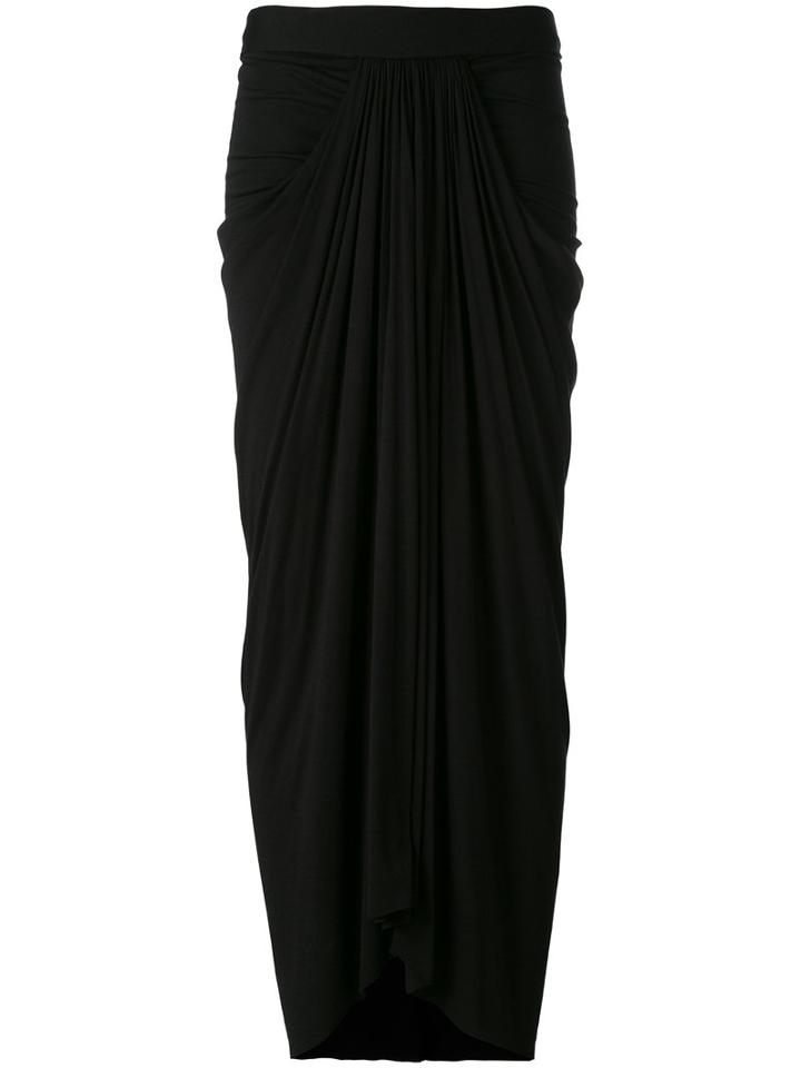 Rick Owens Lilies - Draped Long Skirt - Women - Cotton/viscose - 42, Black, Cotton/viscose
