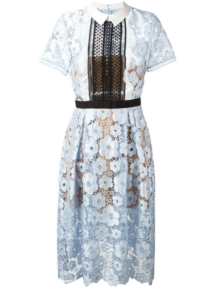 Self-portrait Flower Garden Guipure Sleeve Midi Dress
