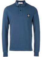 Stone Island Logo Patch Polo Shirt, Men's, Size: Small, Blue, Cotton/spandex/elastane