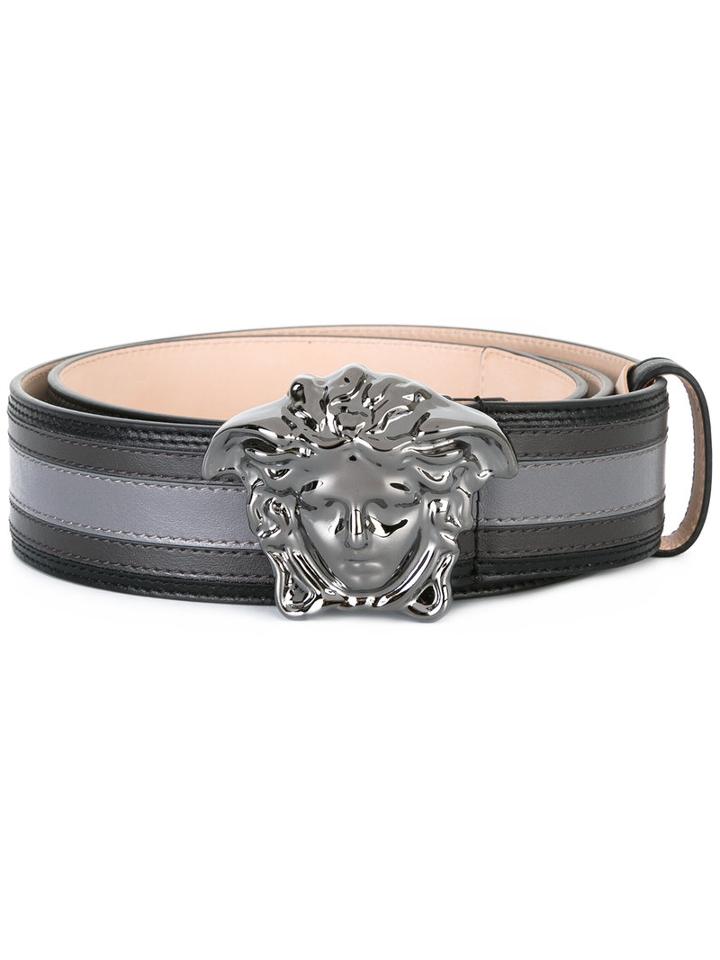 Versace Palazzo Medusa Belt, Men's, Size: 95, Grey, Calf Leather