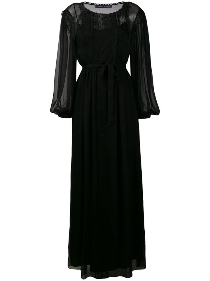 Alberta Ferretti Belted Sheer Long Dress - Black