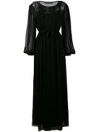 Alberta Ferretti Belted Sheer Long Dress - Black