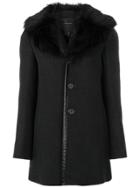 Marc Jacobs Fur Collar Single Breasted Coat - Grey