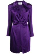 Nanushka Lace-up Textured Shirt Dress - Purple