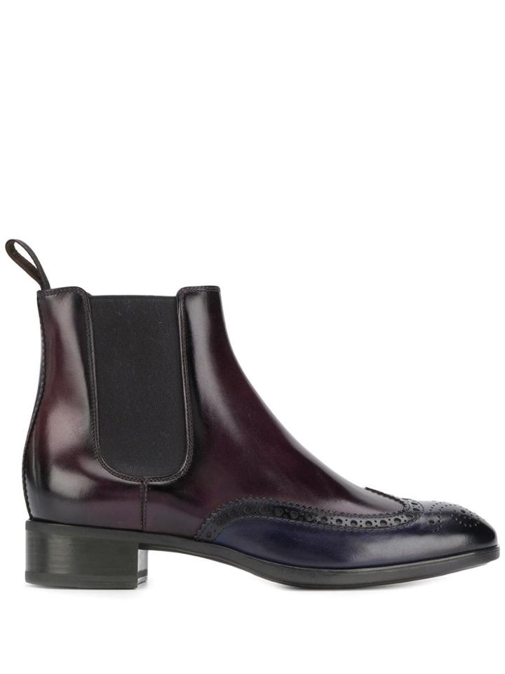 Santoni Contrasting Toe Ankle Boots - Red