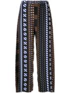 Issey Miyake Aztec Print Cropped Trousers, Women's, Size: 2, Black, Polyester