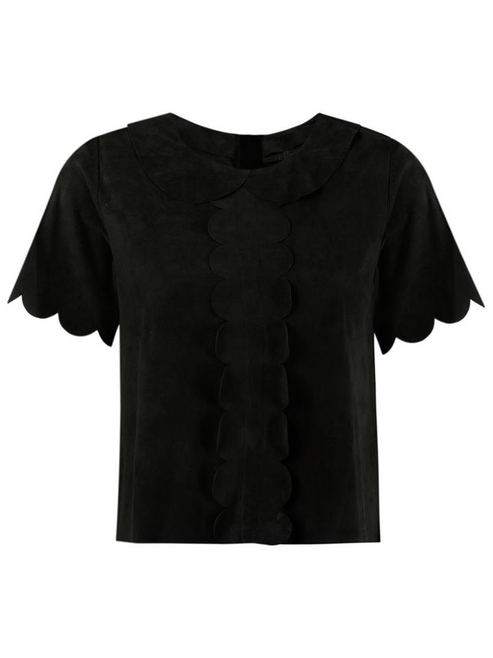 Andrea Bogosian Scalloped Top, Women's, Size: G, Black, Chamois Leather