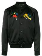 Saint Laurent Satin Varsity Jacket - Black