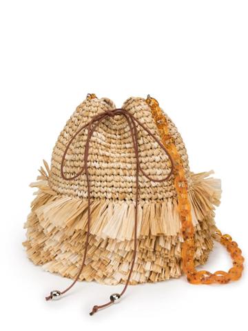 Carolina Santo Domingo Fringed Bucket Bag - Brown