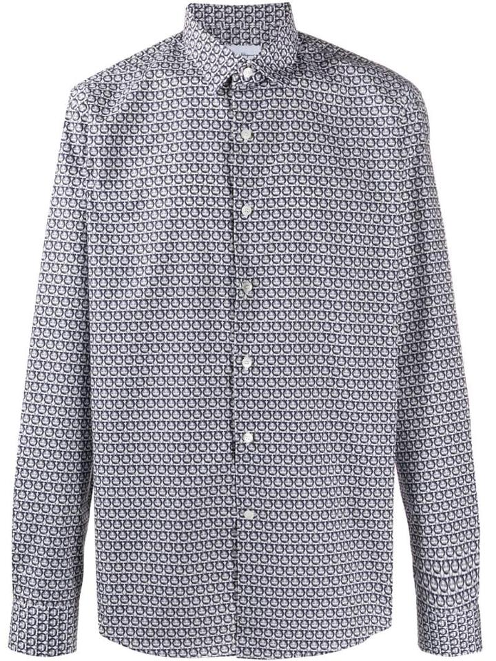 Salvatore Ferragamo Gancio Print Shirt - Blue