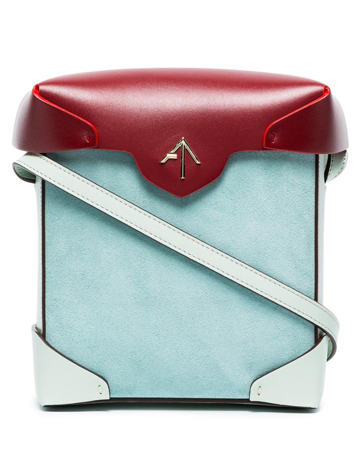 Manu Atelier Red Zeal Combo Leather And Suede Shoulder Bag