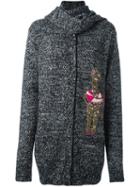 Dolce & Gabbana Circus Camel Patch Cardigan, Women's, Size: 42, Grey, Silk/cotton/cupro/cashmere