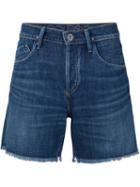 Goldsign Frayed Denim Shorts, Women's, Size: 29, Blue, Cotton/rayon