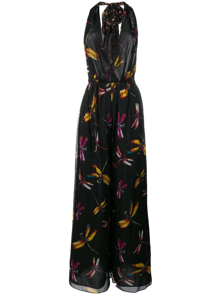 Diane Von Furstenberg Dragonfly Print Jumpsuit - Black