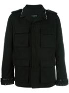 Valentino Rockstud Untitled Field Jacket, Men's, Size: 48, Black, Cotton/linen/flax/cupro